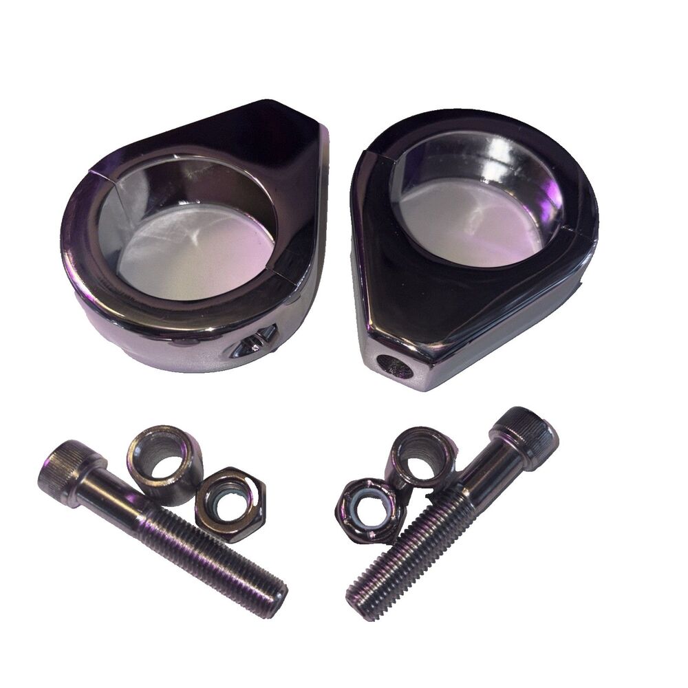 Chrome Turn Signal Clamp Kit 41mm Forks fits Harley Davidson